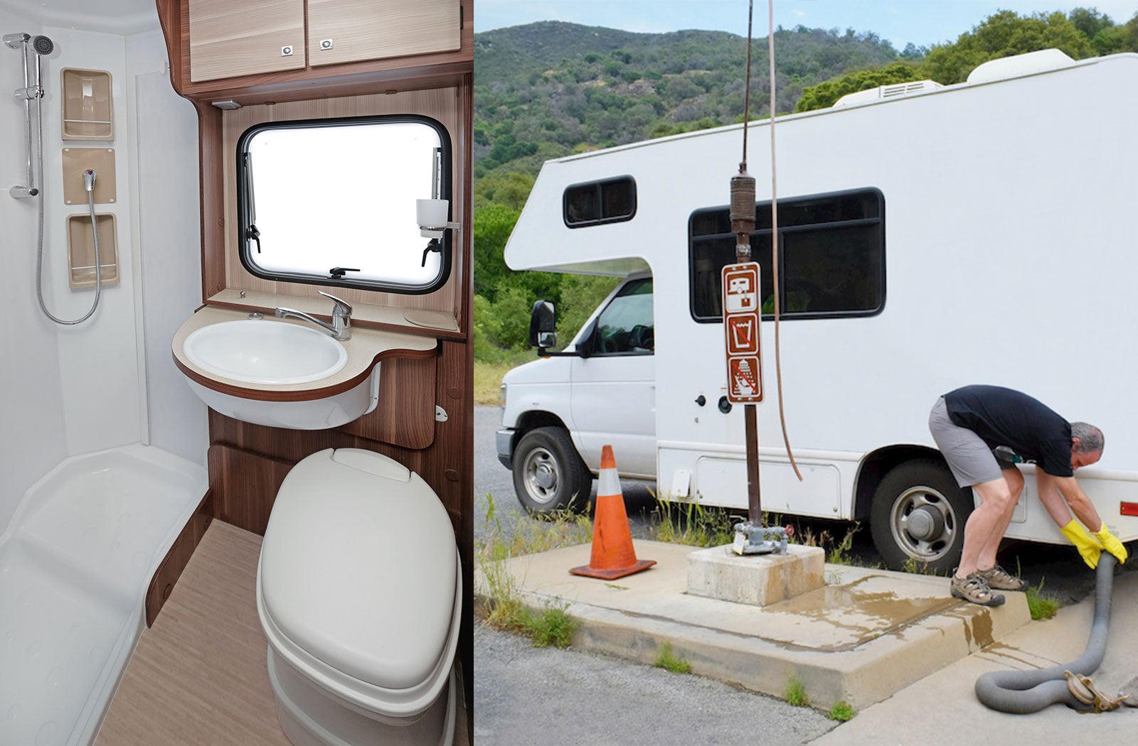Portable RV/camper toilet and holding tank setup in Mooresville, North Carolina